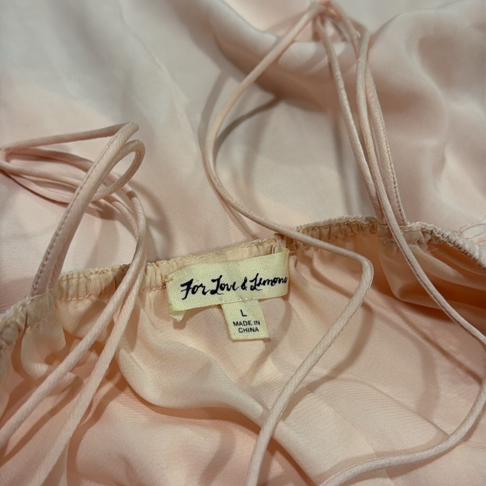 For Love & Lemons lovebird blush Pink Maxi nightgown lace Dress L - Picture 7 of 7